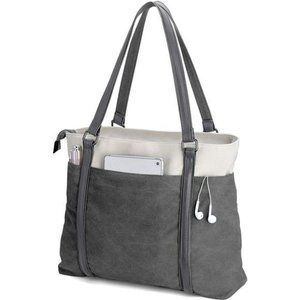 Women Laptop Tote Bag for Work Lightweight Splice Canvas 15.6 Inch Handbag Purse